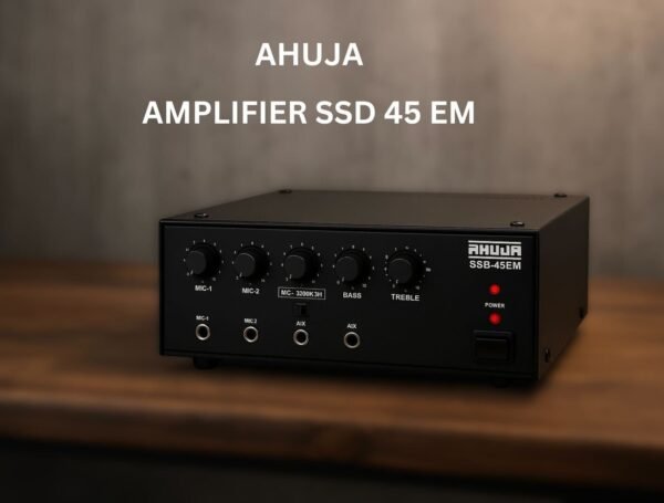Ahuja SSB-45EM – 45W RMS PA Mixer Amplifier (3 Mic & 1 Aux Inputs, AC/DC Operation)