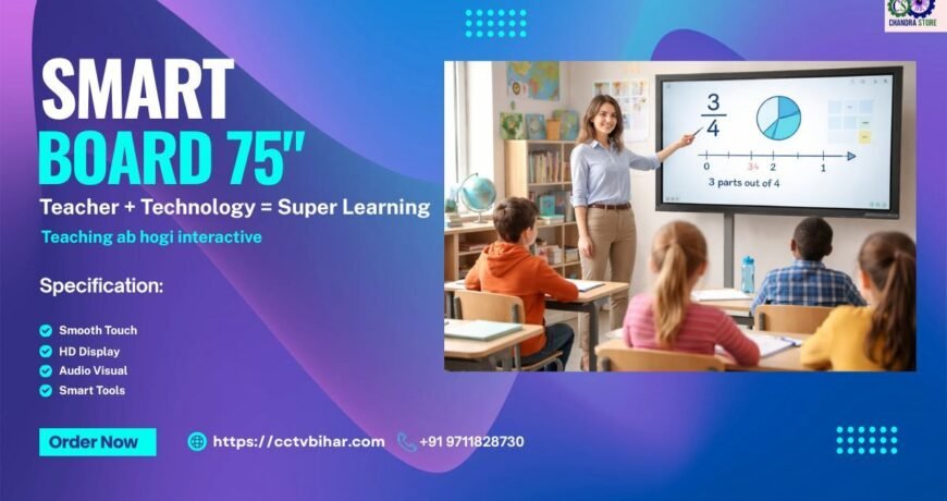 Teacher teaching through smart board