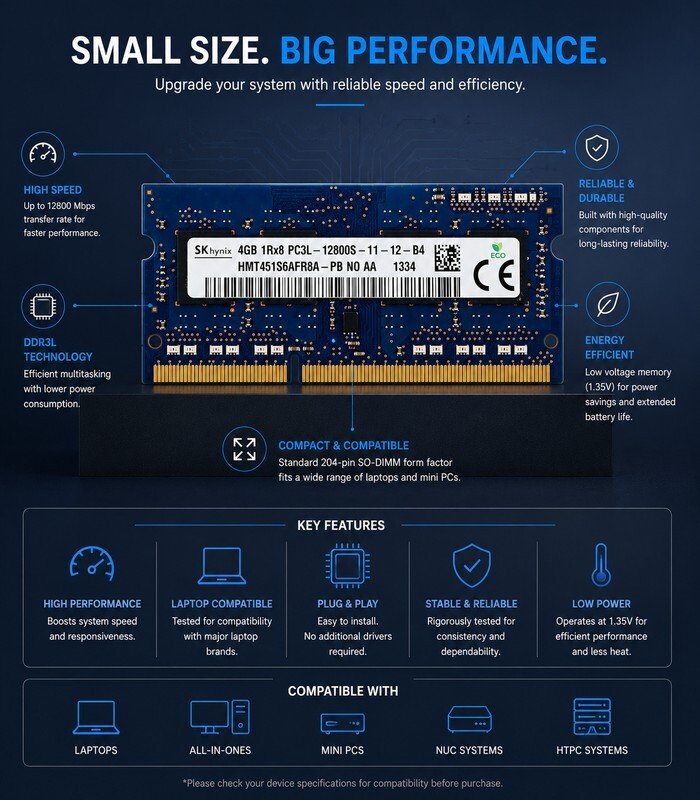 SK Hynix 4GB DDR3 RAM Laptop - Image 4